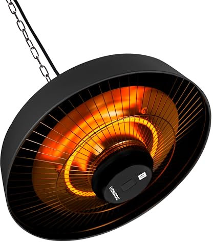 VONROC Riscaldatore da Esterno a Soffitto 2000W – Infrarossi a 360° con Telecomando, Timer e 2 Livelli di Calore – IP44, per Veranda, Patio, Ombrellone – Lampada in Fibra di Carbonio
