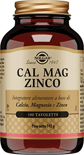 Solgar Cal Mag Zinco 100 Tavolette Ossa Denti e Funzione Muscolare | con Calcio, magnesio e zinco. Contribuiscono al mantenimento di ossa normali e alla normale funzione muscolare.