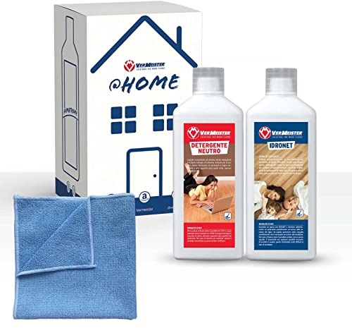 Kit Verniciati Vermeister - Set di detergenti per la pulizia e manutenzione ordinaria di pavimenti in legno verniciato, cotto, marmo, ceramica ed altre superfici calpestabili