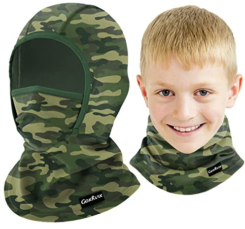 GoxRunx Kids Balaclava Ski Mask,Fleece Face Mask Neck Warmer for Boys Girls,Windproof Face Cover for Cold Weather
