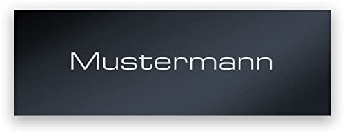 Briefkastenschild Anthrazit mit Gravur personalisiert Türschild Klingelschild Namensschild RAL 7016 - Acrylglas wetterfest und UV-beständig - 90 x 30 mm - Textausrichtung 3