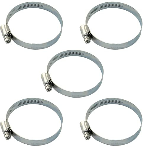 AERZETIX - C63595 - Lot de 5 Colliers de Serrage à Vis Tangente 50-70 mm Réglable - Largeur 12 mm - en Acier Zingué - Couleur Argent - Raccord Voiture Jardinage Tuyau Arrosage