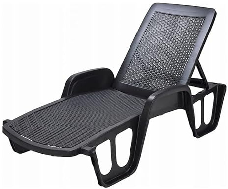 Mondo Viro Chaise longue en résine avec dossier inclinable pour piscine et jardin (anthracite)