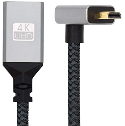 CY Cavo 4K tipo D Micro HDMI 1.4 maschio 90 gradi ad angolo verso l'alto su presa HDMI prolunga per DV MP4 DC fotocamera Laptop HDTV