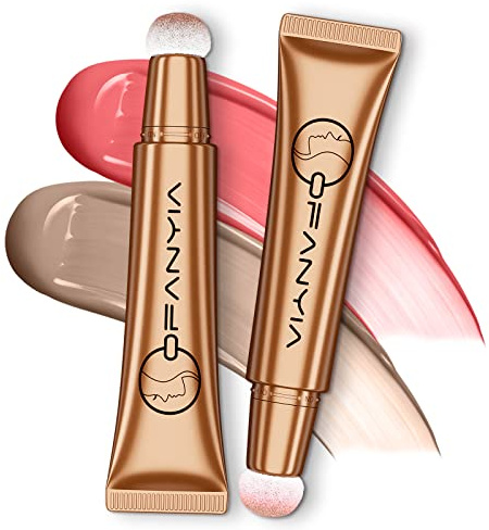 Greyghost 2Pcs Contour Stick Flüssiges Rouge Set, Waterproof Liquid Face Contour Face Blush Stick, Silky Cream Contouring Stick, Matte Finish Concealer Rouge Pen