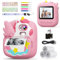 CAMCLID Kinderkamera Sofortbildkamera, 2,4 Zoll Sofortbildkamera Kinder mit 32G TF Karte und Fotopapier Drucken, 1080P HD Digitalkamera Kinder, Geschenke für Jungen und Mädchen 3-12 Jahre (Rosa)