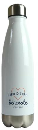 CADEAUX.COM - Gourde Personnalisable - Fier d'être Bénévole - Gourde Isotherme Personnalisée - 500ml - Bouteille Thermos avec Message - Idée Cadeau Original- Cadeau Homme - Cadeau Femme