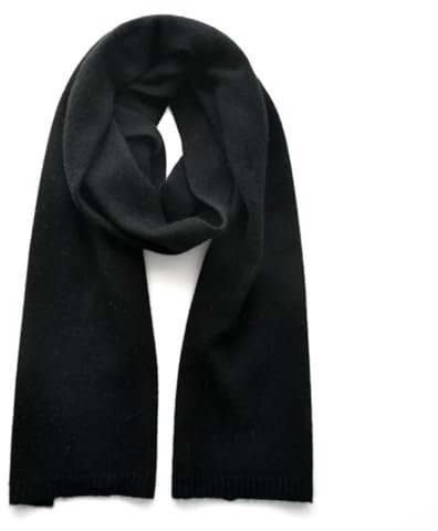 Schwarzer Kaschmirschal Frauen Winter Warm Gestrickte Dünne Schals Erwachsene Kleine Kurze Wollschals, Schwarz , Kids115CM