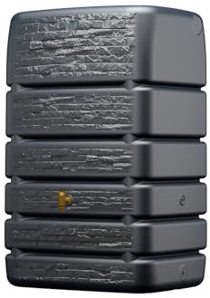 4rain Slim Stone Decor Regentonne Mauertank 510 Liter Graphite Grey - Wassertank, Fass, Regenfass, Regenwassertonne, Regenwassertank, Wasserbehälter, Wassertonne, Wasserfass, Wassertonnen für Garten