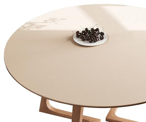 CIEEIN CIEHT PU Tischdecke Tischmatte Schreibtisch Tischfolie Schutzfolie Tischfoli Tischschutz Matte Single Side Wasserdicht Beige Khaki Rund 100cm