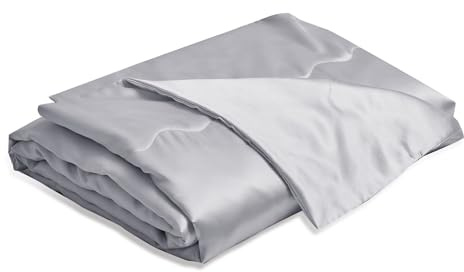 YASMENG Satin Decke 200x200 Grau Sofadecke Kühlende Seidige Seide Sommerdecke Leicht Weich Luxus Glatt Glänzend Satin Tagesdecke Kuscheldecke für Bett Sofa Couch Schlafzimmer Büro Reisen