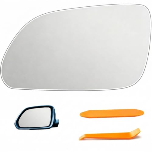 Spiegelglas Ersatz für VW Polo 9N 2005-2009 UND Skoda Oktavia (1Z3 / 1Z5) 2004-2008 beheizbar Ersatzspiegelglas Fahrerseite Außenspiegel Asphärisch mit 2 Montage-Hebelplatte(Links)