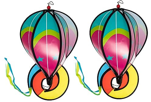 SEWOART 2stücke Spiralförmige Hänge-heißluftballon-windräder Für Draußen Heißluftballon-windmühlen-Ornamente Garten-dekorations-windräder
