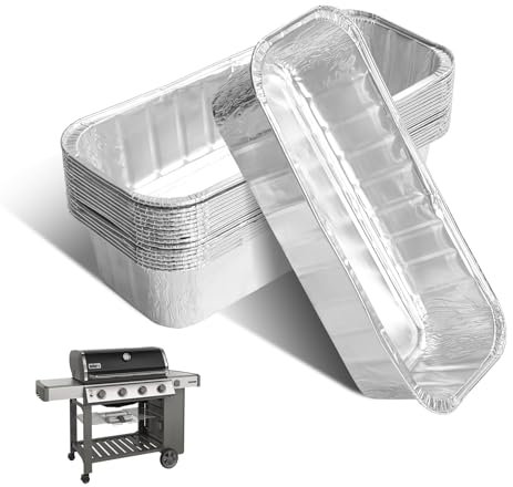 MOASKER 6498 Drip Pan Liners for Weber SmokeFire EX4/EX6/EPX6, Foil Grease Pan for Weber Genesis II 400 & 600, Summit 400/600 Series Grills, 6417 Grease Tray Liners for Weber 28''/36 Griddle, 15 pack