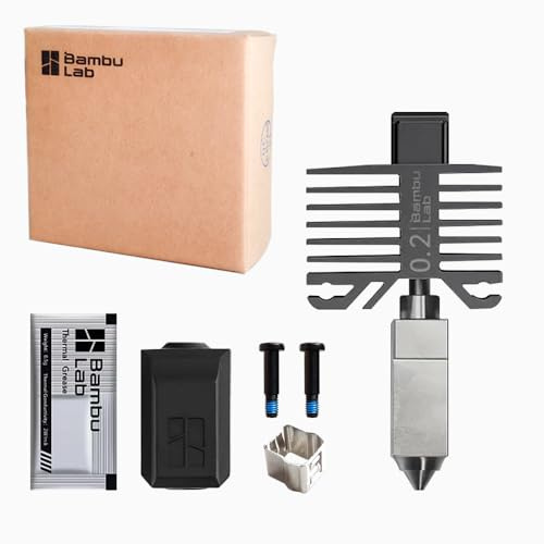 Bambu Lab Original Hotend Kits with Stainless Steel Nozzle, Fit for X1 Series and P1 Series Compatible with P1P P1S X1C X1E 3D Printers 0.2mm