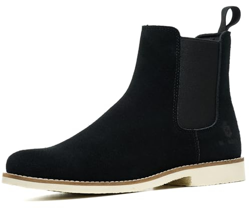 SL-Saint Stivali Chelsea Classici Fatti a Mano Per Gli Uomini Moda Vera Pelle di Mucca Slip On (Nero Pelle, Adulto, Uomo, 44, Numero, Sistema Taglie Calzature EU, Media)