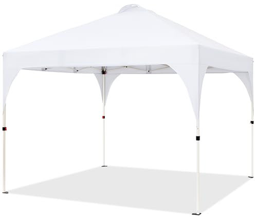 Soberine Gazebo da Giardino Pieghevole Resistente Gazebo Esterno 3 × 3 M Tendone Pop-Up in Altezza con Protezione Solare UPF 50+ da Spiaggia Mare Campeggio Bianco