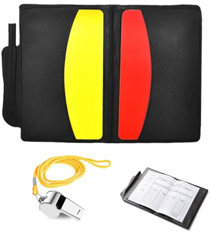 XUZOPIM Football Referee Set Cartellini Arbitro Calcio Perfect For Football Matches With Yellow And Red Cards Sports Football Referee Notebook Con Fischio(Red, Yellow)