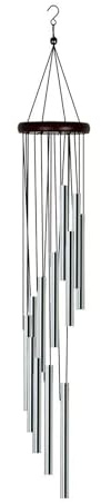 ALMLWIAJ Garten Windspiele zum Aufhängen für den Außenbereich, Metall Windspiel mit 12 Aluminiumlegierungsröhren für die Heimdekoration, Garten, Terrasse, Geschenke, Silber