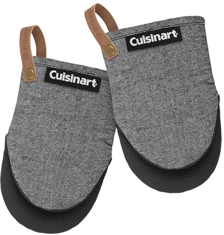Cuisinart Heritage Mini ugnsvantar – 14 cm x 17,78 cm värmebeständiga köksvantar för ugn med halkfri neoprenpalm, bomullsfyllning och fuskläderögla – hållbar ugnsvantar för matlagning och bakning