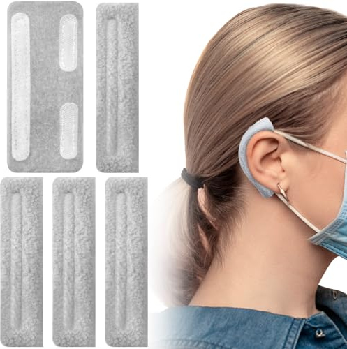 STSTR 4Pcs Nasal Cannula Ear Cushions, Breathable Oxygen Ear Protectors for Oxygen Tubing, Soft Loop Design Comfort Ear Pads for Ear Pain Relieve, Eyeglasses, Oxygen Users - Grey