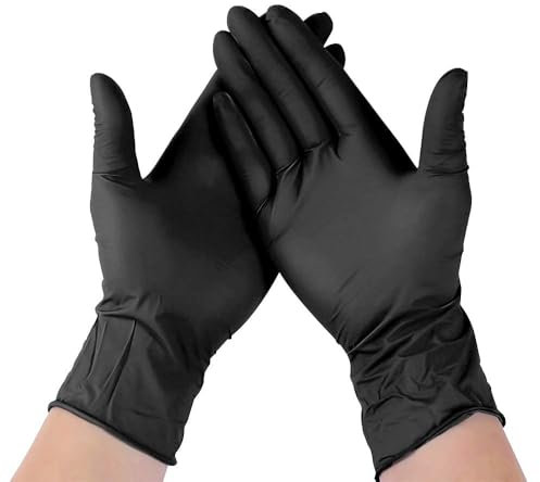 The Real Touch Black Nitrile Disposable Gloves - Durable & Comfortable, Powder-Free, Latex-Free, Waterproof & Puncture-Resistant - Great for Cooking, Cleaning, Medical & More (100, L)