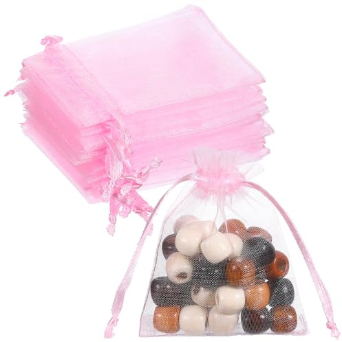 Wanmu 60 Stück Rosa Organzasäckchen, 7 × 9 cm Geschenk Organza Beutel mit Kordelzug Kleiner Schmuckbeutel Bonbonsbeutel für Geschenkbeutel Hochzeit Oder Fest Party