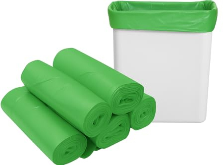 Bolsa de basura verde 50 l | 100 bolsas de basura de 50 litros (2 rollos de 50 bolsas verde) | Resistente (14 µ) e impermeable | Papeleras Oficinas – Cocina | Cierre de lazo para atar | Clasificación
