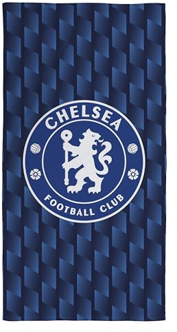 Chataracter World Offizielles Chelsea FC Handtuch | Superweiches Gefühl, Geometrisches Fußballclub Design | Perfekt für Zuhause, Bad, Strand & Schwimmbad | Einheitsgröße 75cm x 150cm | 100% Baumwolle