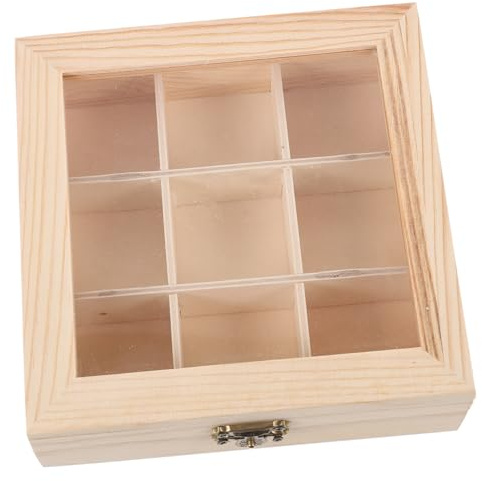 Sosoport Household Tea Bag Holder and Coffee Organizer Wooden Storage Box for Sugar Packets and Snacks Multi Compartment Design for Home Restaurant and Office Use