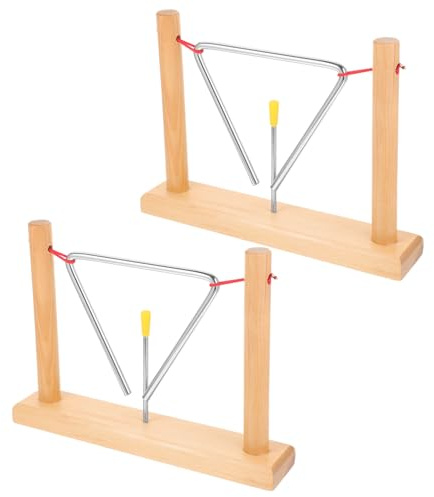 FRCOLOR Triangel Schlaginstrument Satz für Kinder mit Holzständer und Schlägel Metall Dreiecksglocke Handliche Handpercussion für Anfänger und Musikunterricht