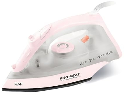 SYFUNLV Ångstrykjärn, 3 ånginställningar, ångjärn med droppstopp och antikalk, 1 200 W, 350 ml vattentank, teflon-non-stick bottenplatta, glidning, snabb uppvärmningstid (rosa)