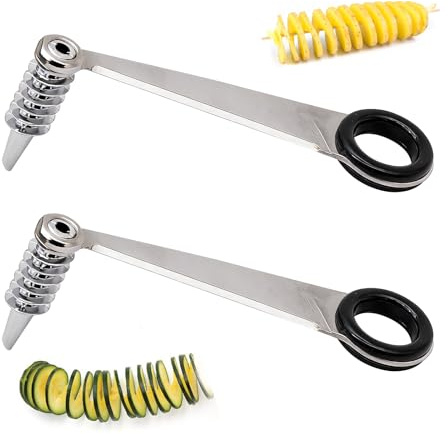 2 Pack Vegetable Spiralizer Potato Spiral Cutter, Stainless Steel Spiral Cutter for Potato Cucumber Carrot Onion and Vegetable, Practical Kitchen Gadgets