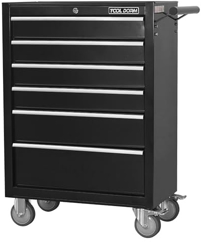 UIHECTA Werkzeugwagen Mit 6 Schubladen, GroßEr Werkzeugkasten Aus Metall Mit Rollen Und SchlüSselverriegelung, Rollbarer Werkzeugwagen FüR Garage, Lager, Werkstatt