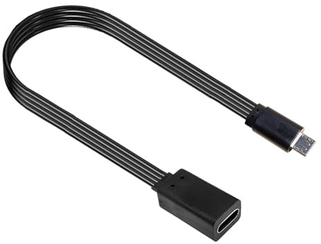 Cable adaptador plano USB C hembra a microed macho, 10 W, carga 480 Mbps, transferencia de datos, 10 cm, 20 cm, opción flexible microed a C carga F