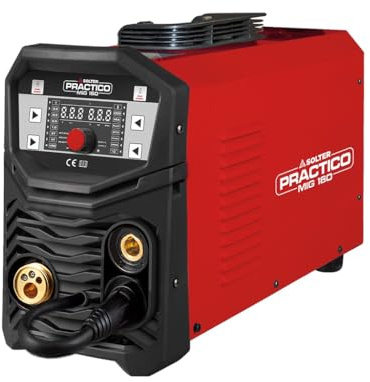 Solter PRACTICO MIG 160 LD Inverter Multiproceso 160A MIG/MAG MMA TIG Lift con Sinérgico Automático, Soldadura con y sin Gas, Portátil 7,6 kg, Bobinas D100-D200