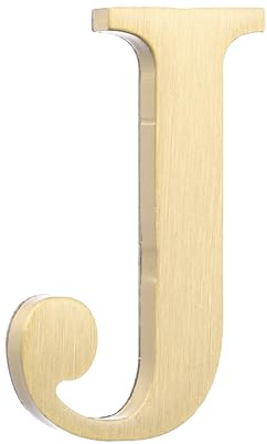 sourcing map 1.8 Inch House Letter, Brass Self-adhesive Mailbox Door Plaque, Brushed Finish Outdoor Address Sign for Office Hotel Apartments, Garden (Letter J, Gold Tone)