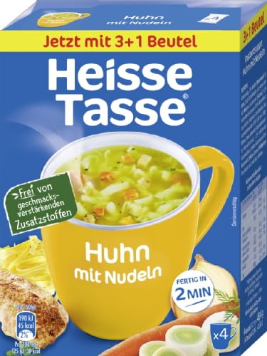 Heiße Tasse Huhn mit Nudeln Vorteilspack Suppe, 16er Set | 64 Suppenportionen, mit Huhn und Nudeln, schnelle Zubereitung, ideal für Zuhause oder Büro