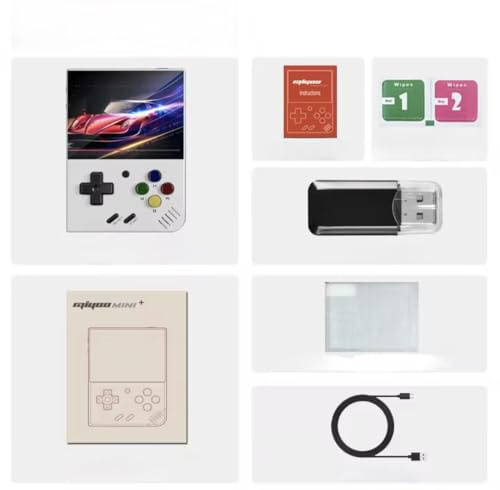 MIYOO Mini Plus V2 Retro Handheld Game Console, 3.5” IPS Screen, Dual-Core CPU, Linux System, 64GB with 15,000+ Games, Portable Classic Gaming Console for Kids & Adults (White)
