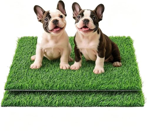2pcs Artificial Grass, Professional Dog Grass Mat, Reusable Puppy Pee Pads for Dogs, Easy to Clean Fake Grass for Dog Indoor Outdoor Use (46 x 58.5cm)