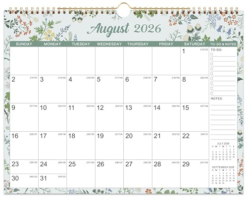 Calendario 2026-2027 - Calendario da parete 2026-2027, da luglio 2026 a dicembre 2027, 18 calendari mensili 26-27, 37,6 x 29,4 cm, con rilegatura a doppio filo, date giuliane, blocco grande, note e