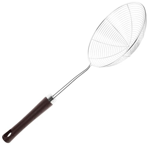 DIYEAH Passino in Acciaio Inox 304 con Manico in Legno, Scolapasta Piccolo a Rete per Cucina, per Scolare Pasta e Filtrare Cibi Fritti
