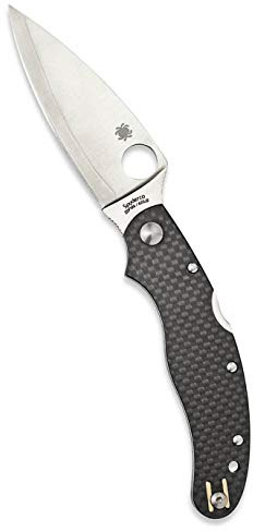 Spyderco, Taschenmesser, Caly 35 Lockback, Klinge: 8.6 cm, Klappmesser, Taschenclip, Schwarz | 19,43 cm Gesamtlänge, 8,6 cm ZDP-189/420J2 Stahlklinge, Kohlefaser-Griff, Rückenverriegelung, vollflächiges Mahlen