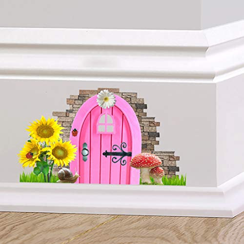 60 Second Makeover Limited Full Colour Fairy Pixie Door Cute Skirting Board Sticker Graphic Decal Fairy Door Sticker Vinyl Decal Waterproof Self Adhesive Wall Art Skirting Board Decor
