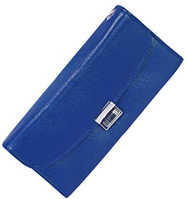 Harrys-Collection Kellnerbörse Geldbörse Portemonnaie Nappaleder, Royalblau | weiches Nappaleder, extra starkes Nylon-Gewebe, 5 Fächer für Scheine, großes Münzfach, verstellbarer Metallverschluss, 1 Öse