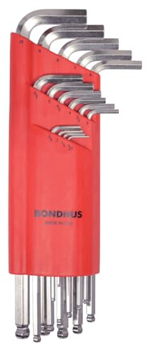 Bondhus 17095 Set of 15 Balldriver L-wrenches w/BriteGuard,sizes 1.27-10mm