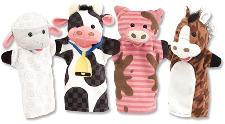 Melissa & Doug Marionette Da Mano Con Animali Della Fattoria Per Teatrino Bambini | Animali Giocattolo E Giochi Bambini 2 Anni In Su | E Burattini Da Mano