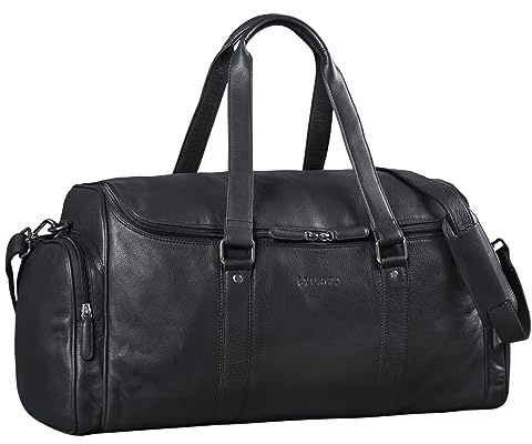 STILORD Myles Vintage Reisetasche Herren Leder Weekender zum Umhängen Overnight Duffle Bag Großes Reisegepäck XL echtes Rindsleder Farbe:schwarz