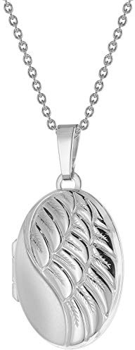 trendor Damen-Kette mit Flügel-Medaillon Silber 925 75772 | zauberhaftes Silber-Medaillon für Damen, eleganter Silberschmuck für Frauen, liebevolle Geschenkidee,