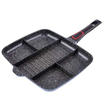 POÊLON, Maître Pan antiadhésifs Divisé Grill/Fry/Four Repas poêlon, Noir, adapté à la cuisson des œufs, bacon, crêpes Wok